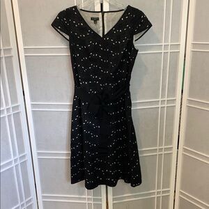 Talbots Black and white Eyelet Flutter Sleeve Dress